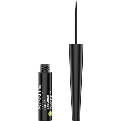 Image of Sante Naturkosmetik Liquid Eyeliner 01 Black in Black, Fine Special Felt Tip, Natural Make up, Vegan 3.5 ml