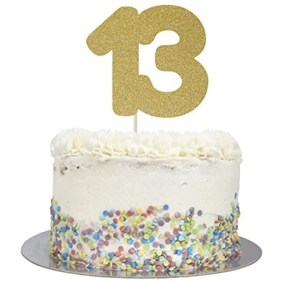 Image of Large Number 13 Glitter Cake Topper (Gold Glitter)