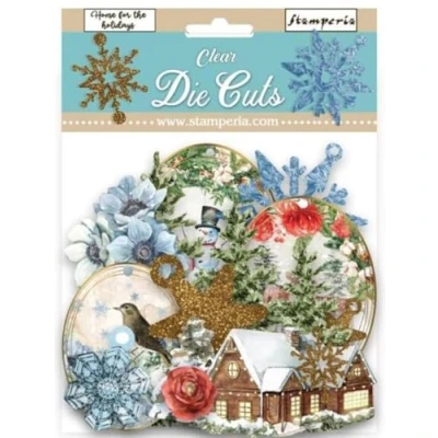 Image of Stamperia International Clear Die Cuts Romantic Home for The Holidays, Multicoloured, Bag