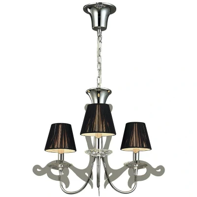 Image of Acanto Pendant Round 3 Light E14, Polished Chrome With Black Shades