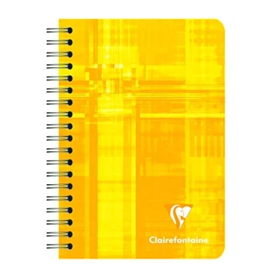 Image of Clairefontaine Ref 8502C Wire bound Notebook (90 Sheets) 9.5 x 14cm Size, Squared Ruling, 90gsm Brushed Vellum Paper, Laminated Card Cover Assorted Colours (Pack of 5)