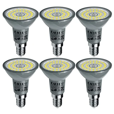 Image of EACLL E14 LED 6000K Cool White 6W Light Bulb 820 Lumen Bulbs Can Replace 65W Halogen AC 230V No Strobe Energy Saving Beam Angle 120 Spotlight R50 Reflector Lamps Pack of 6