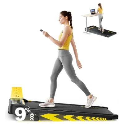 Image of Toputure Walking Pad Treadmill for Home, 9% Incline Under Desk Treadmill, 2.5HP Running Machine with Magnetic Remote &amp; Bluetooth App Control, 100x40cm Belt, LED Display,12 Sports Modes