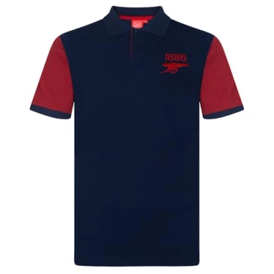 Image of Arsenal FC Official Football Gift Mens Contrast Sleeve Polo Shirt Navy Small