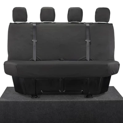 Image of My Van Seat Covers MVSC416BAD4EM Tailored Heavy Duty Waterproof Rear Black INCLUDES EMBROIDERY To Fit VW Crafter 2017 Onwards