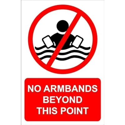 Image of No armbands beyond this point 1mm flexible Plastic sign (200mm x 150mm)