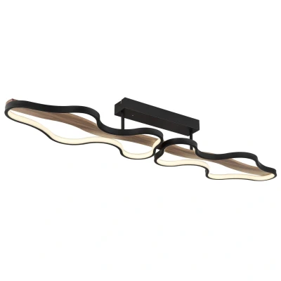 Image of Bezzy Integrated LED Semi Flush Ceiling Light Matt Black Dimmable 2700 6000K Remote Control