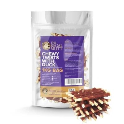 Image of The Regal Mutt Chewy Twists with Duck 1kg Bag