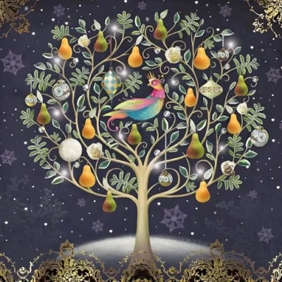 Image of GBCC Charity Christmas Cards Pack of 10 with Partridge in a Pear Tree Design Eco Friendly Xmas Multipack Envelopes