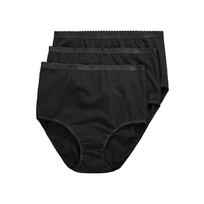 Image of Ulla Popken Women&#039;s Slips, 3er Pack Briefs, Schwarz, 32 34