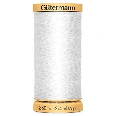 Image of 100% Natural Cotton Thread by Gutermann for Sewing and Quilting 250m Spools Colour Number WHT 1 x Spool