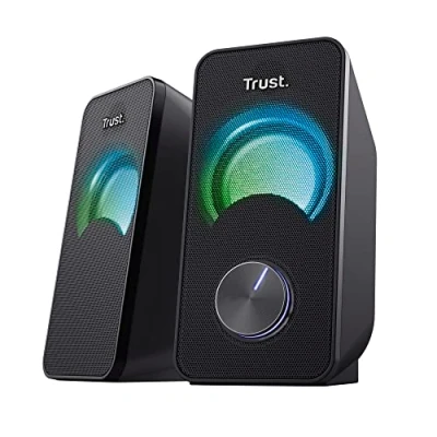Image of Trust Arys Compact PC Speakers 2.0, 12 W (6 RMS), RGB Illumination, USB Powered, Jack 3.5 mm, Stereo Sound System, Computer for Laptop, Desktop Black