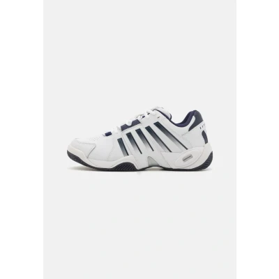 Image of K SWISS Accomplish IV Multicourt tennis shoes, Men&#039;s, Size: 8, White/peacoat/silver Leather and textile