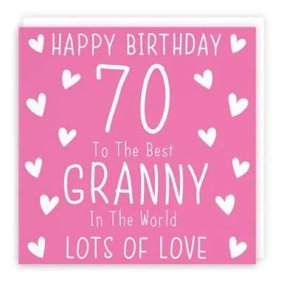 Image of Hunts England Large Granny 70th Birthday Card Happy 70 To The Best In World Lots Of Love Iconic Collection 210 x mm Age
