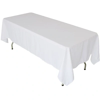 Image of KaitatsuSen Oblong Rectangular Polyester Fabric Tablecloth, White, 150x300 cm