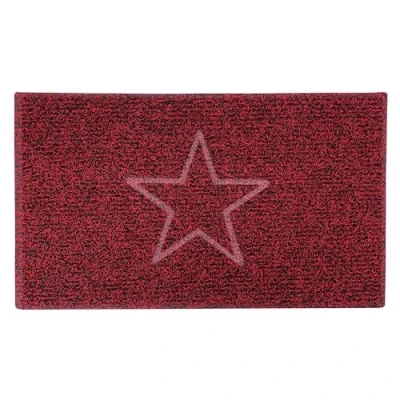 Image of Nicoman STAR Embossed Shape Door Mat Trapper Jet Washable Doormat (Use Indoor or Sheltered Outdoor), Medium (75x44cm), Red with Black