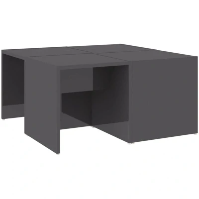 Image of vidaXL Coffee Tables 4 pcs High Gloss Grey 33x33x33 cm Engineered Wood