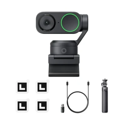Image of Insta360 Link 2 Tripod Bundle PTZ 4K Webcam for PC/Mac, 1/2&quot; Sensor, AI Tracking, HDR, Noise Canceling Mic, Gesture Control Streaming, Video Calls, Works with Zoom, Teams &amp; More
