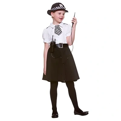 Image of Wicked Costumes Girls Police Officer/WPC Fancy Dress Costume Medium (5 7 Years)