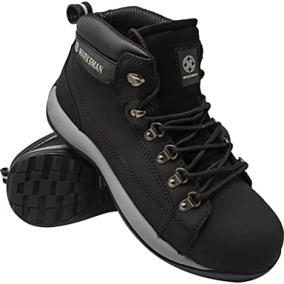 Image of BARGAINS GALORE Mens Safety Trainers Shoes Boots Work Steel Toe Cap Hiker Ankle Black (12 UK)