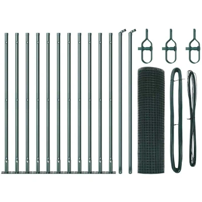 Image of Fence Post Set of 2 Green Metal 25 x 0.5 m Durable vidaXL