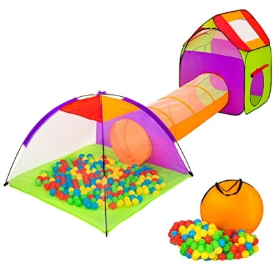 Image of TecTake Igloo children&#039;s tent with tunnel +200 balls +bag (multicolored 1 401027)