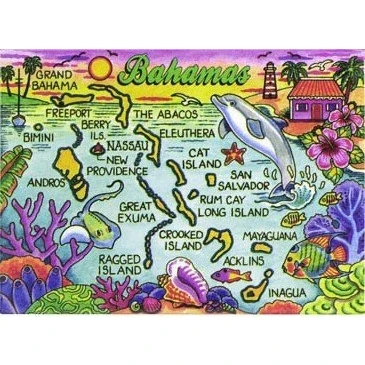 Image of World By Shotglass Bahamas Map Caribbean Fridge Collector&#039;s Souvenir Magnet 2.5&quot; X 3.5&quot;