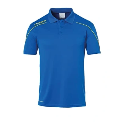 Image of Uhlsport Stream 22 Polo Shirt Azure Blue/Lime Yellow, Large