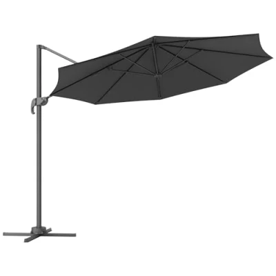 Image of Outsunny 3 x 3(m) Cantilever Parasol with Cross Base, Garden Umbrella 360 Rotation, Crank Handle and Tilt for Outdoor, Black