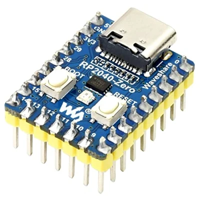 Image of Waveshare RP2040 Zero MCU Board Based on Raspberry Pi RP2040, with Pre soldered Header, Dual core Arm Cortex M0+ Processor, Flexible Clock Running up to 133 MHz, Onboard 2MB Flash, USB C Connector