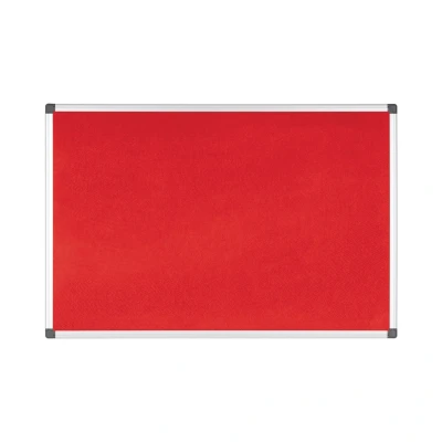 Image of Bi Office Notice Board Maya, Red Felt, Aluminium Frame, 90 x 60 cm