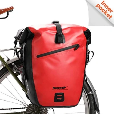 Image of Rhinowalk Bike Bag Waterproof Pannier 27L,(for Bicycle Cargo Rack Saddle Shoulder Laptop Professional Cycling Accessories) Red