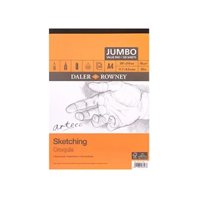 Image of Daler Rowney Arteco Sketching, Drawing &amp; Painting A4 95gsm Medium Grain Paper Pad 120 sheets