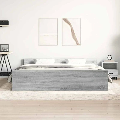 Image of vidaXL Bed Frame without Mattress Grey Sonoma 180x200 cm Super King