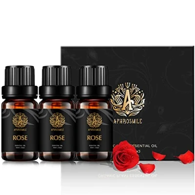 Image of Aromatherapy Essential Oils Set, 100% Pure &amp; Therapeutic Grade Rose Scent Set for Diffuser, Humidifier, Massage, Skin Care, Fragrance 3 * 10ml