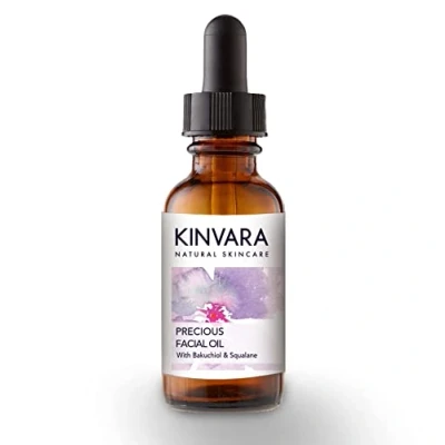 Image of Anti Ageing, Toning &amp; Firming Skin Treatment Kinvara Precious Facial Oil Organic Face Serum with Lavender Vitamin E Plant Based Retinol Squalane All Dry 30ml