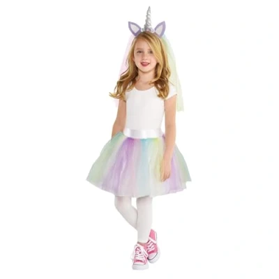 Image of amscan Tutu UNIC SM Child Girls Unicorn With Headband Fancy Dress Costume (Age 9 13 Years)