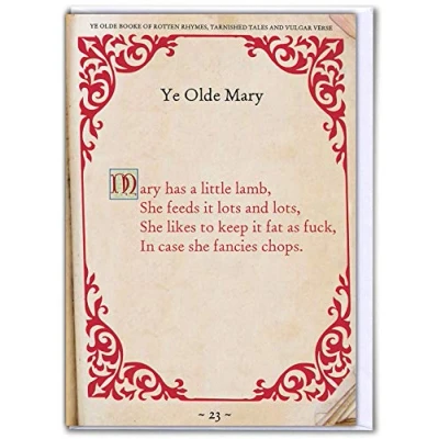 Image of Brainbox Candy Funny Rude Offensive Happy Birthday Card &#039;Mary Had A Little Lamb&#039; Perfect For Best Friends Mates Him Her Boyfriend Girlfriend Partner
