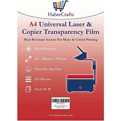Image of Universal Laser Transparency Film A4 Clear OHP Sheets Printer Acetate Overhead Projector Tracing Graphic Design Paper Printable Fast Dry 120 Micron (50 Sheets)