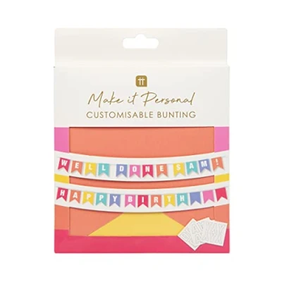 Image of Talking Tables Customisable Write On Bunting Personalised Rainbow Party Decorations For Birthdays, Office Parties And Baby Showers 15 Flags