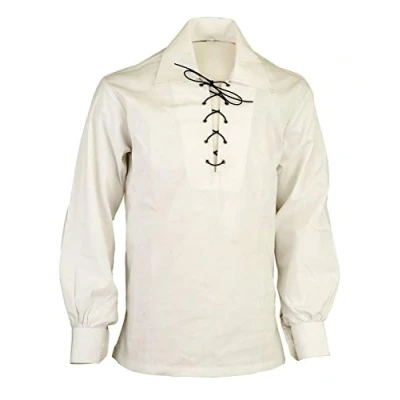 Image of Z&amp;N PRODUCTS Cream Scottish Highland Jacobite Jacobean Ghillie Kilt Shirt (XL)