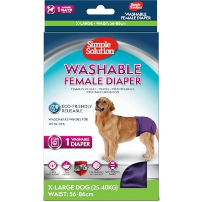 Image of Simple Solution Washable Re usable Female Dog Diapers, Absorbent with Leak Proof Fit for Excitable Urination, females in heat or Incontinence 1 x XL Diaper