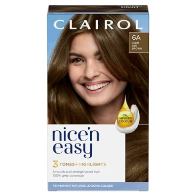 Image of Clairol Nice&#039;n Easy Crème, Natural Looking Oil Infused Permanent Hair Dye, 6A Light Ash Brown, 1 Count (Pack of 1)