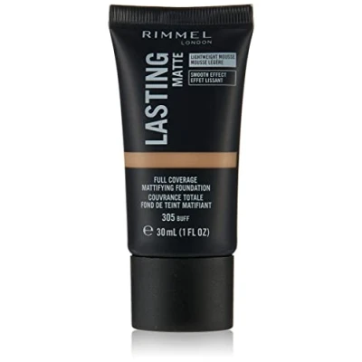 Image of Rimmel Lasting Matte Full Coverage Light weight Foundation 30ml, 305 Buff