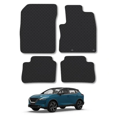 Image of 5mm Rubber Car Mats Compatible With Nissan Qashqai E Power (2022+) Tailored Fit Floor Set Accessory Custom Anti Slip Backing Heavy Duty Waterproof Easy Clean Durable All Weather