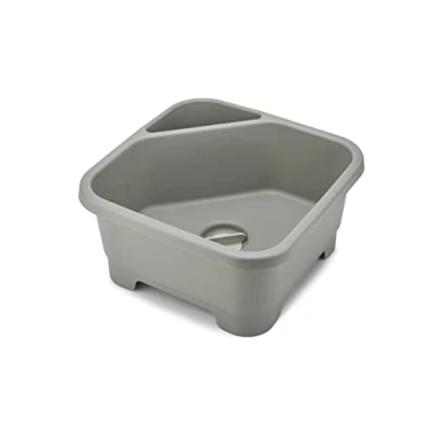 Image of Joseph Duo Square Washing up Bowl for Kitchen Basin with Cutlery, Sponges and Brushes Compartment, Grey
