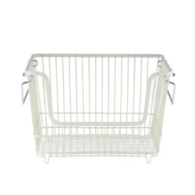 Image of Lakeland Large Stackable Wire Basket Cream 33 x 26.5 21cm H.