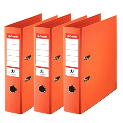 Image of Esselte VIVIDA A4 Lever Arch File, 75 mm Spine, 500 sheets Capacity, PP, Plastic Cover, Files &amp; Folders, Orange, 3 Pack, 624281
