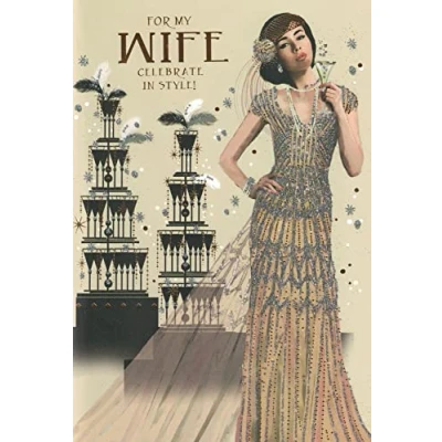 Image of Simon Elvin ( SE26798) Art Deco My Gorgeous Wife BIRTHDAY Card 230 x 155mm
