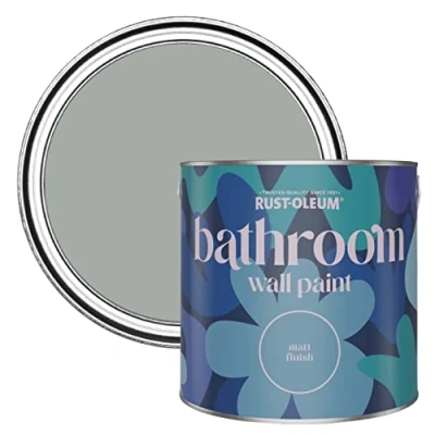 Image of Rust Oleum Grey Water Resistant Bathroom Wall &amp; Ceiling Paint Pitch 2.5L
